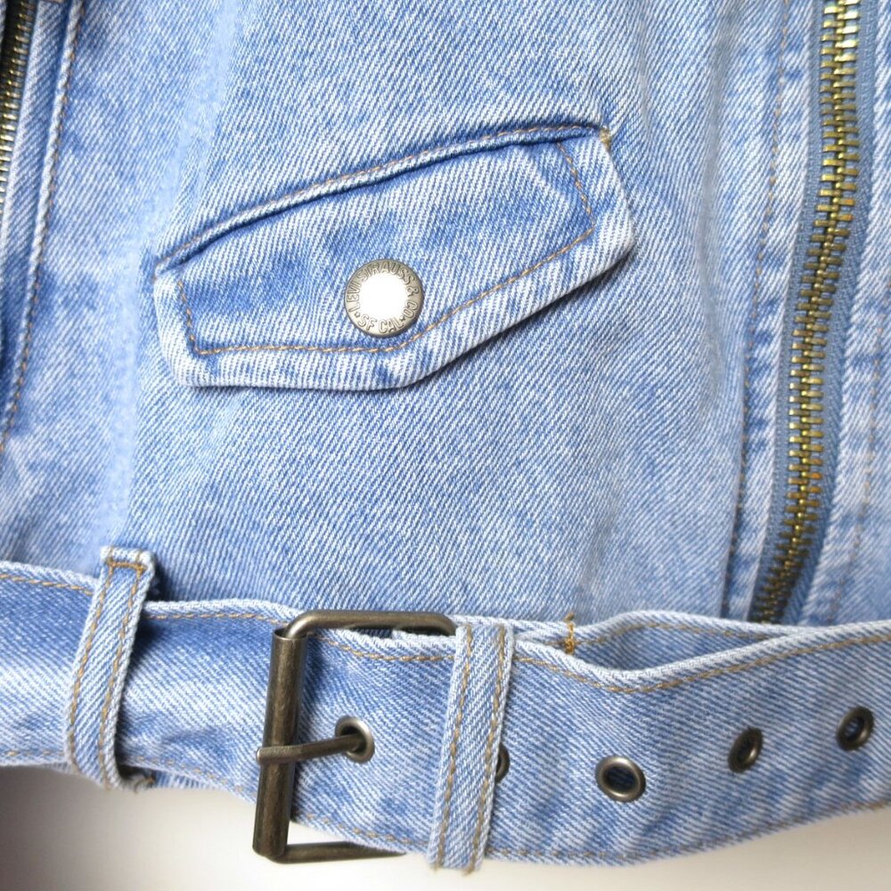 Levi's Denim Crop Moto Jacket Size M - Picture 8 of 14